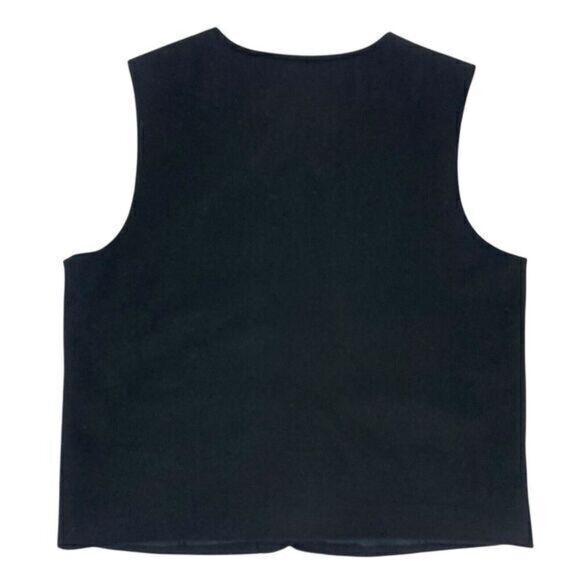 Talbots Holiday Vest Womens Large Black Red Wool Appliqué Embroidered Christmas - Picture 4 of 11